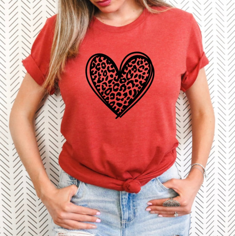 Heart Leopard Red